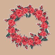 Floral frame with roses and butterflies N2