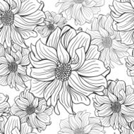 Hand-drawn flowers of dahlia N12