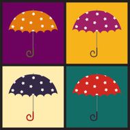 Set of beautiful retro-style umbrellas