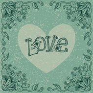 Vintage Valentine&#039;s Day card with a floral frame