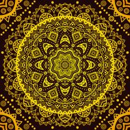 Decorative golden round pattern frame on black