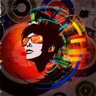 Bright abstract background with girl N2