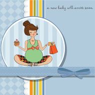 baby announcement card with pregnant woman N13