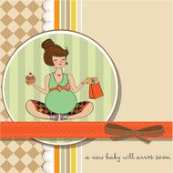 baby announcement card with pregnant woman N15