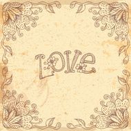 Vintage Valentine&#039;s Day card with a floral frame N3