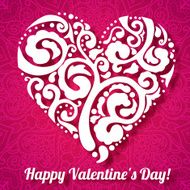 Vector Valentine&#039;s day lacy paper heart greeting card N32