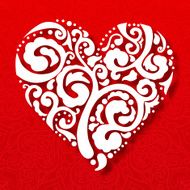 Vector Valentine&#039;s day lacy paper heart greeting card N33
