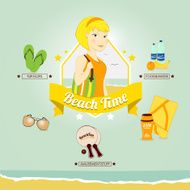 Young woman ready for beach vector illustration
