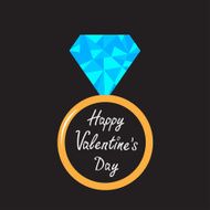 Wedding gold ring with bright blue diamond Polygonal effect