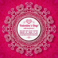 Vector Valentine&#039;s day lacy greeting ornate background N4