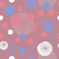 Floral and circles seamless pattern Pale colors