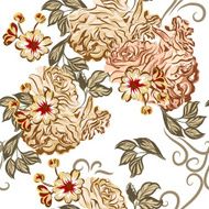 Beautiful seamless vector wallpaper pattern with roses in watercolor style