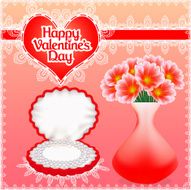 card pearl necklace in a box with Valentine&#039;s Day