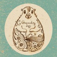 Groundhog Day Vintage hand drawn card N2