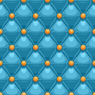 leather blue upholstery with orange buttons