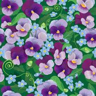 Seamless pattern with flowers - pansy and forget me not