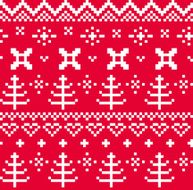 Christmas Norwegian seamless knitting pattern ( red &amp; white )