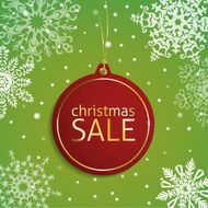 Christmas sale tag on a snowy background