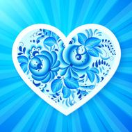 Paper vector heart with Russian gzhel ornament