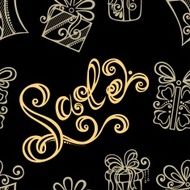 Seamless Ornate Pattern with Gifts (Vector)