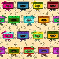 Cassette tapes seamless pattern