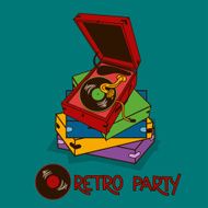 Invitation to retro party with gramophone