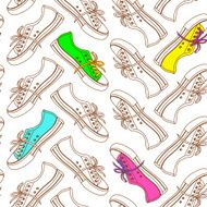 Seamless pattern of sneakers