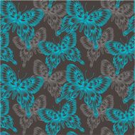 Bright seamless pattern with blue decorative butterflies