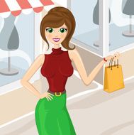 Cartoon girl with shopping bag