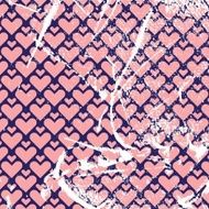 Seamless grunge pattern background hearts blue pink