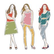 Hand drawn fashion girls N9
