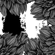 monochrome vector frame from graphic flowers N2