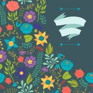 Romantic background of various flowers in retro style