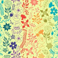 Romantic seamless pattern of various flowers in retro style N2