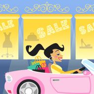 Girl shopping in car