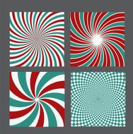 retro vintage hypnotic background set vector illustration N2