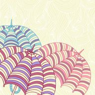 Design element with cute umbrellas