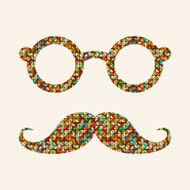 Retro illustration with hipster glasses and mustaches