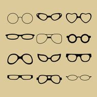 Set of different glasses on the background