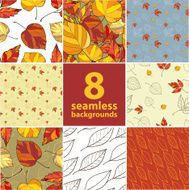set of eight seamless autumnal backgrounds