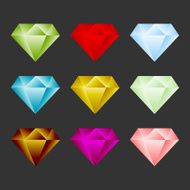 Gem Icon Set Game Resource Or Emblem Vector
