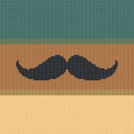 Hipster trend vintage knitted moustache on striped color background