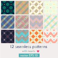 Set of 12 seamless patterns with hearts N2