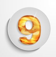 light circle icon wood number 9