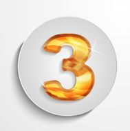 light circle icon wood number 3