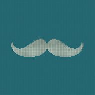 Hipster trend vintage knitted moustache on blue background