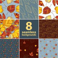 Set of eight autumn leaves backgrounds
