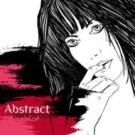 abstract grunge vector portrait of girl N2