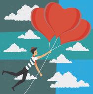 Balloons of love and a man