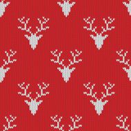 Red knitted sweater with deer seamless pattern N2